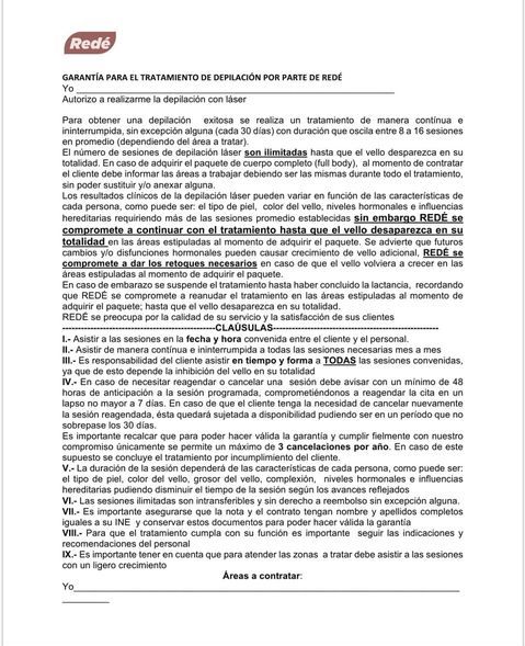 Contrato de Redé centro de depilación láser