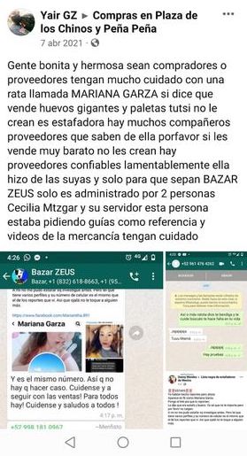 Publicación que confirma a Yair GZ y Citlalli Cecilia Martínez como administradores del Bazar de Zeus.