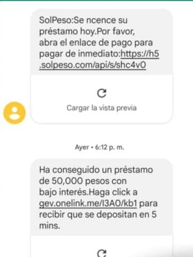 Mensaje enviado por SolPeso tras el prestamo a Vicente Arsenio Pérez Serrano