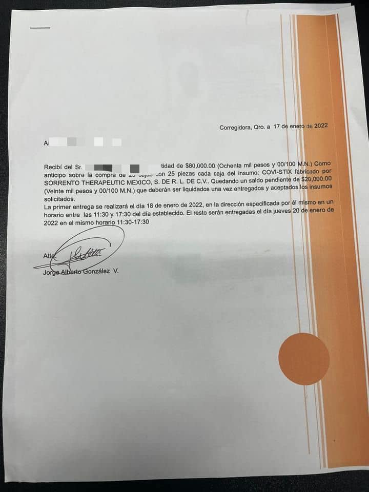 Documento firmado por Jorge González