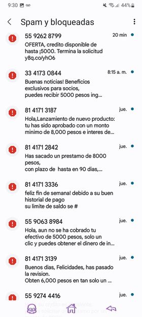 Mensajes enviados por la Montadeudas SolPeso.
